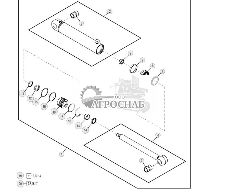 Lift Cylinder and Component Parts, Power Angle Tilt (PAT), Yellow - ST10773 529.jpg